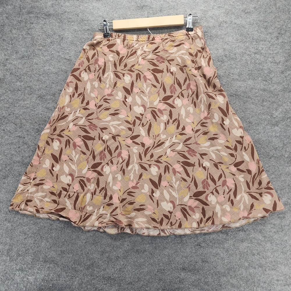 J Jill Skirt Womens XS A Line Brown Floral Knee Length